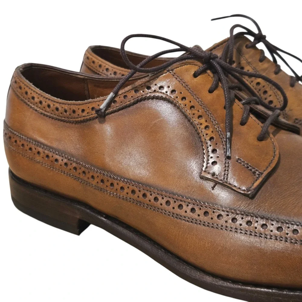 Allen Edmonds Leiden Shoes Mens 13 B Walnut Leather Wingtip Derby 1972 Brogue